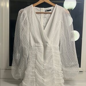 Trendyol White Long Sleeve Dress with Sheer Details